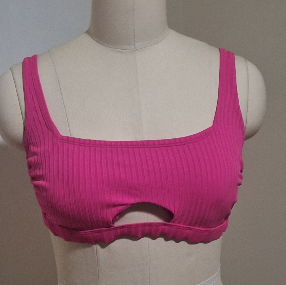 Xhilaration Pink Ribbed Cut Out Crop Tank Top Size 16W